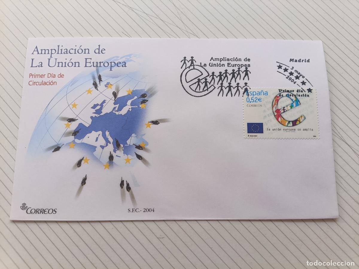 Timbres: SOBRE MATASELLO PRIMER D&Iacute;A SPD - Ampliaci&oacute;n Uni&oacute;n Europea 2004