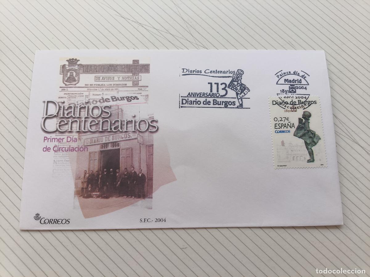 Timbres: SOBRE MATASELLO PRIMER D&Iacute;A SPD - Diario de Burgos. 2004