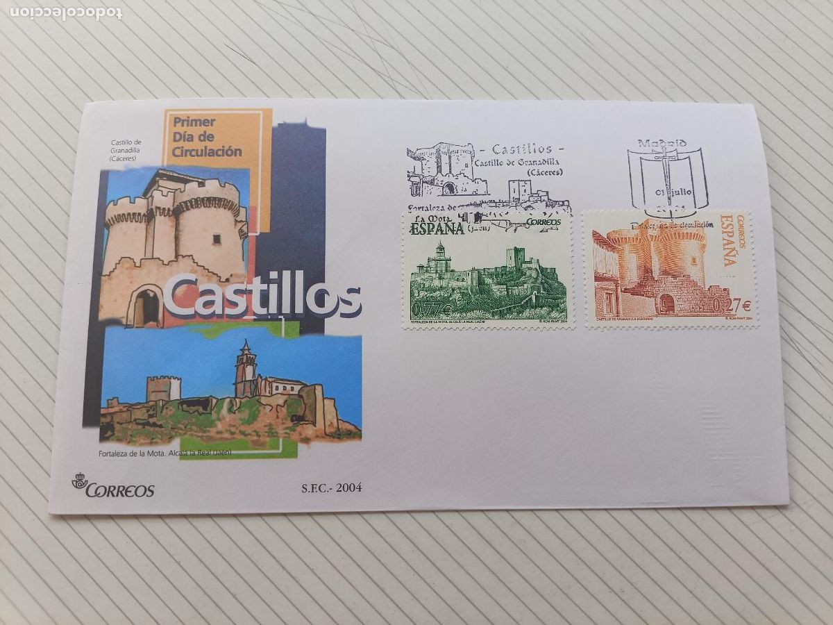 Briefmarken: SOBRE MATASELLO PRIMER D&Iacute;A SPD - Castillos. 2004