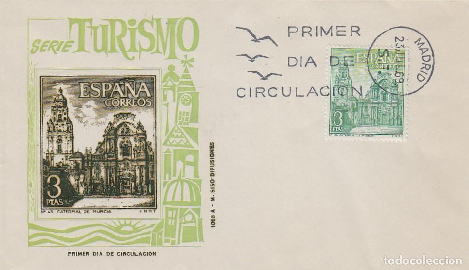 Sellos: Edifil 1936, Catedral de Murcia, primer dia de 23-7-1969, en sobre de Siso