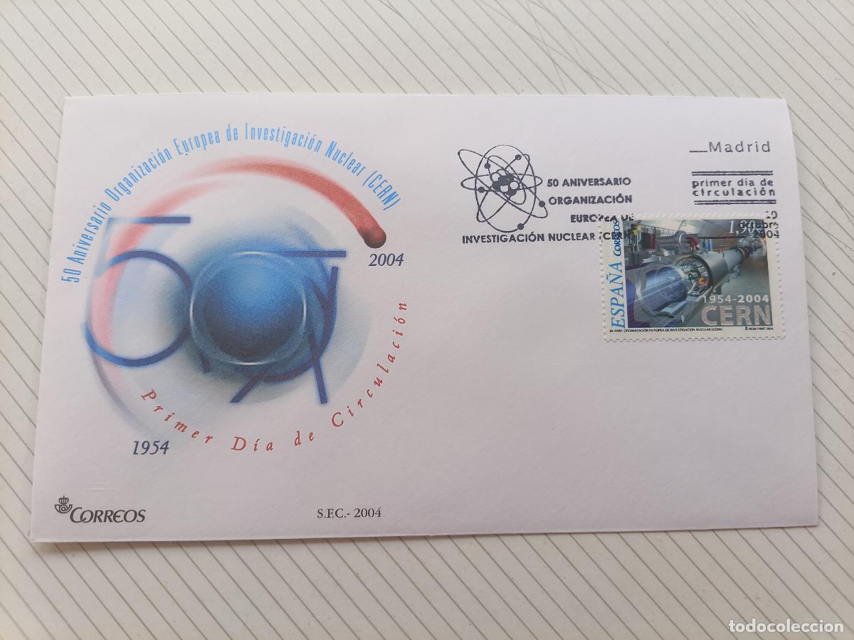 Briefmarken: SOBRE MATASELLO PRIMER D&Iacute;A SPD - CERN. 2004