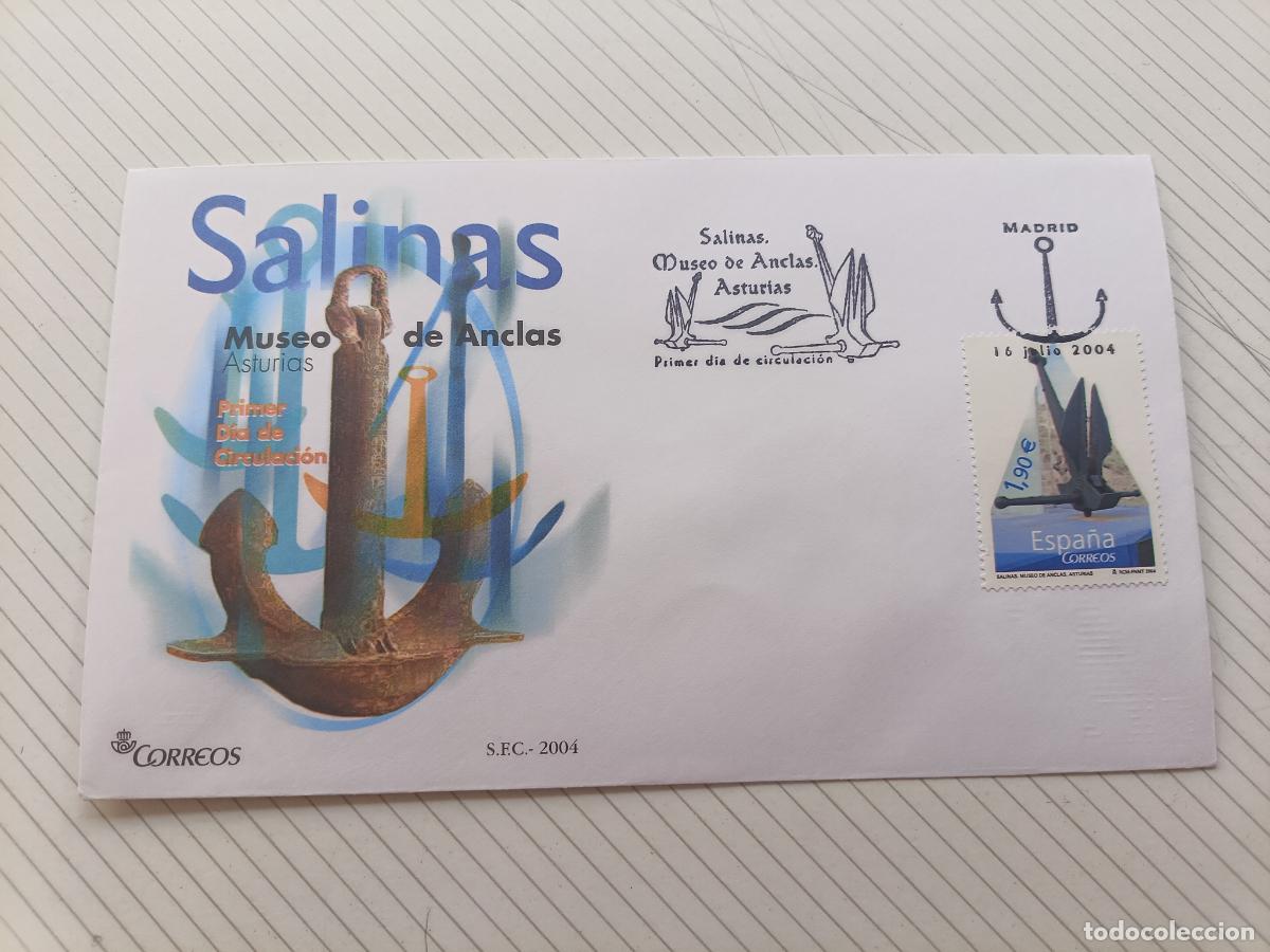 Briefmarken: SOBRE MATASELLO PRIMER D&Iacute;A SPD - Museo de anclas, Salinas, Asturias. 2004