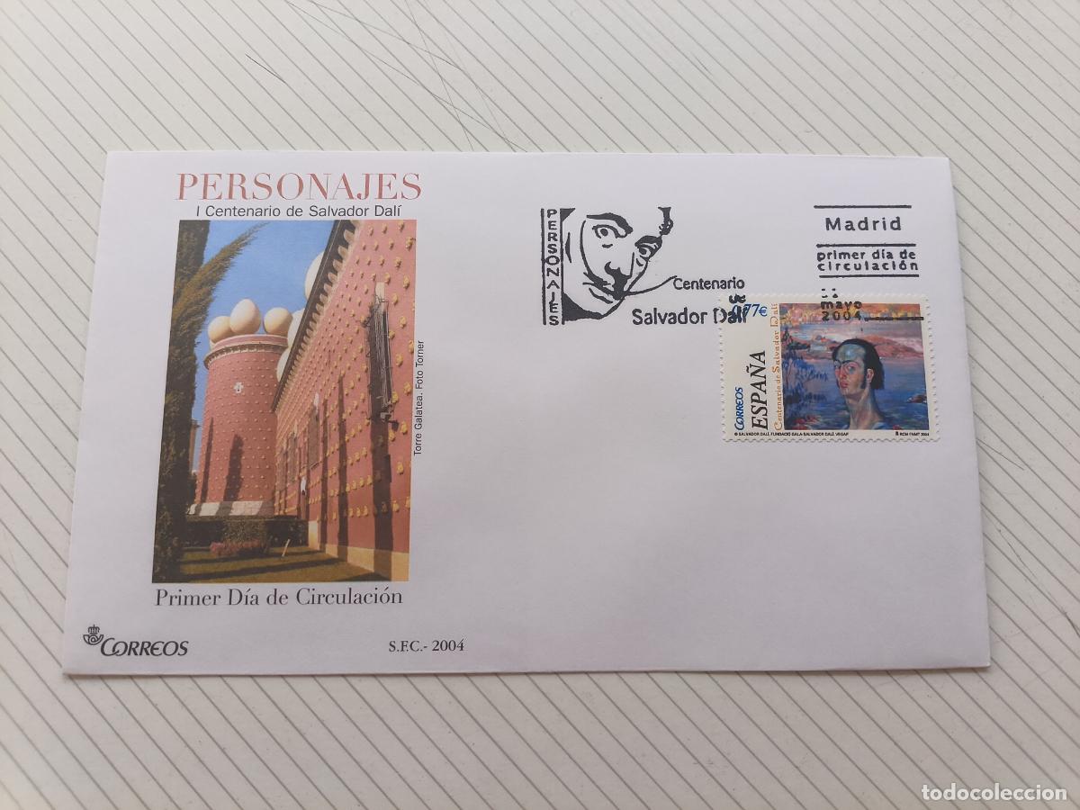 Sellos: SOBRE MATASELLO PRIMER D&Iacute;A SPD - Dal&iacute;. 2004 - Foto 1