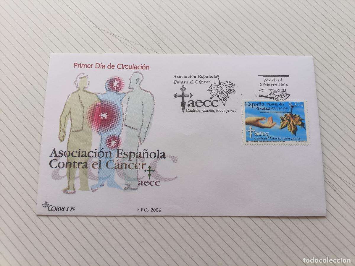 Sellos: SOBRE MATASELLO PRIMER D&Iacute;A SPD - Asociaci&oacute;n espa&ntilde;ola contra el c&aacute;ncer. 2004