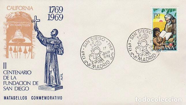 Sellos: EDIFIL 1932, CENTENARIO DE LA FUNDACION DE SAN DIEGO, California PRIMER DIA ESPECIAL 17-7-1969 Alfil