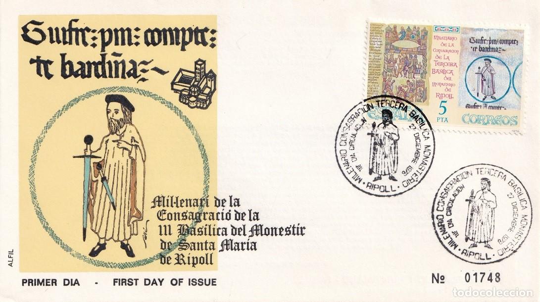 Sellos: Sobre Ripoll 1978 - Mil&middot;lenari de Consagraci&oacute; la III Bas&iacute;lica del Monestir de Santa Mar&iacute;a de Ripoll