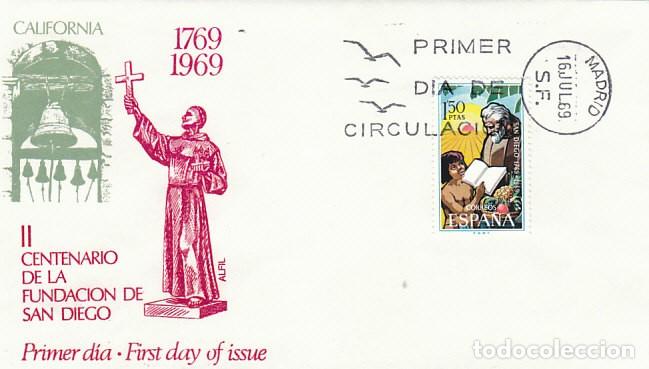 Sellos: EDIFIL 1932, CENTENARIO DE LA FUNDACION DE SAN DIEGO, CALIFORNIA, PRIMER DIA DE 17-7-1969 Alfil