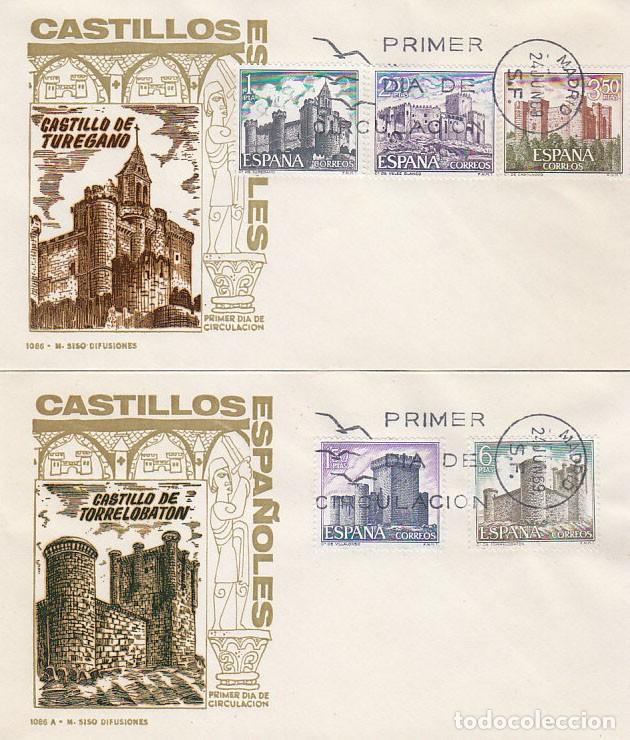 Sellos: EDIFIL 1927/31, CASTILLOS 1969, PRIMER DIA DE 24-6-1969 EN 2 SOBRES DE SISO