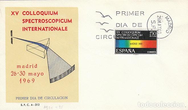 Sellos: EDIFIL 1924, XV COLLOQUIUM SPECTROSCOPICUM INTERNATIONALE, PRIMER DIA DE 29-5-1969 SOBRE DEL SFC