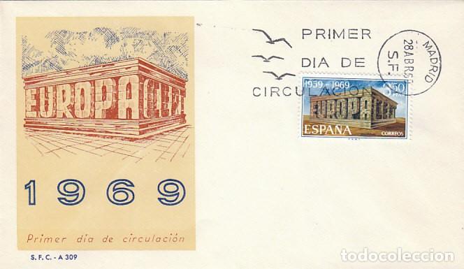 Sellos: Edifil 1921, Europa 1969, El Partenon, primer dia de 28-4-1969 sobre del SFC
