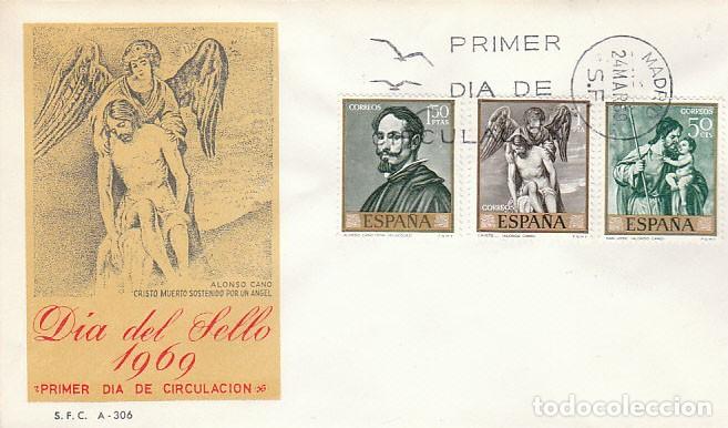 Sellos: EDIFIL 1912, ALONSO CANO, CRISO Y EL ANGEL, PRIMER DIA DE 24-3-1969 SOBRE DEL SFC