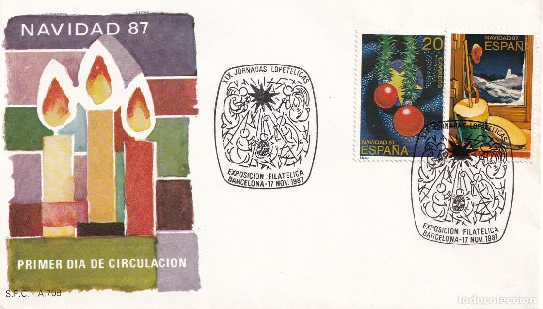 Sellos: SPD Barcelona 1987 Navidad 87 - Adornos - Zambomba - Serie completa - Primer d&iacute;a de circulaci&oacute;n FDC
