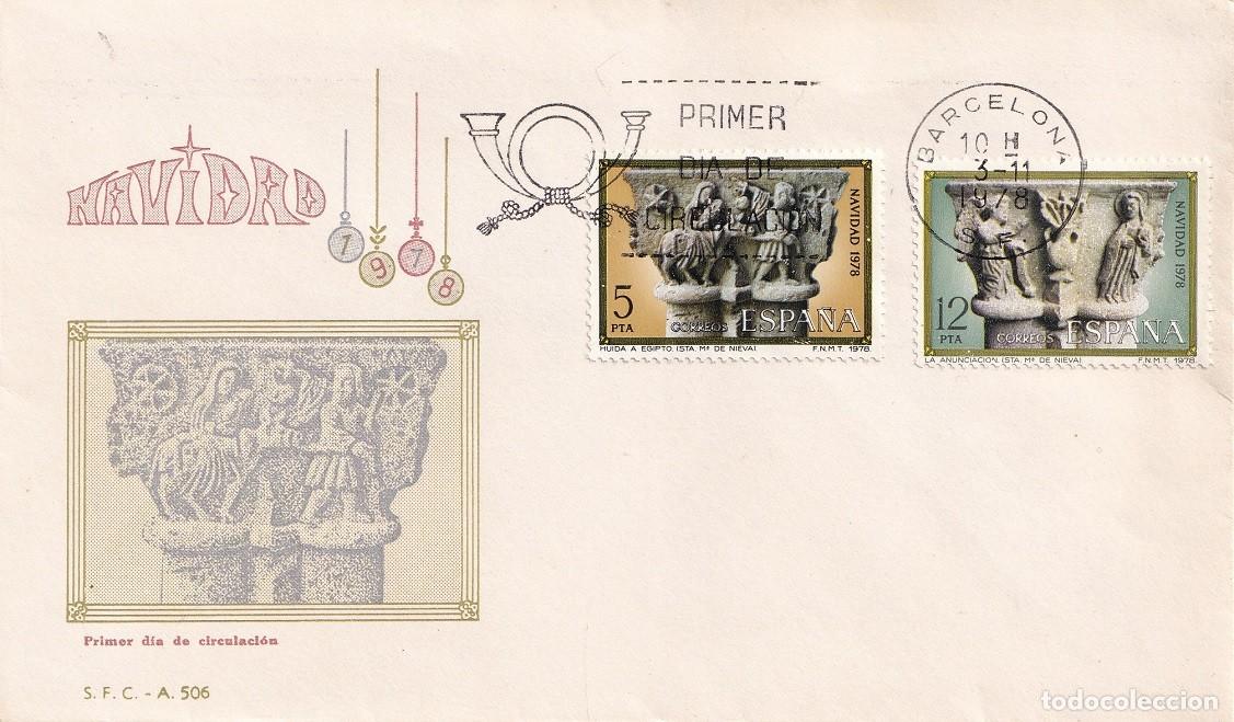 Sellos: SPD Barcelona 1978 - Navidad - Capiteles de la Iglesia de Santa Mar&iacute;a de Nieva Segovia - Primer d&iacute;a