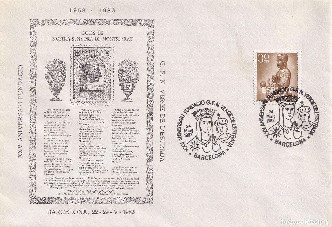 Sellos: Sobre Barcelona 1983 - XXV Aniversari Fundaci&oacute; G.F.N. Verge de l'Estrada - Goigs Ntra Sra Montserrat