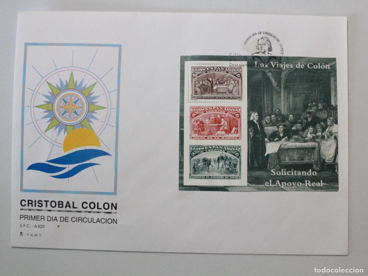 Sellos: Espa&ntilde;a 1992 - Col&oacute;n y el Descubrimiento - Edifil 3204 - Avistando Tierra - Sobre Primer D&iacute;a