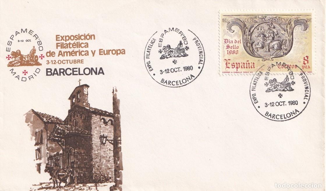 Sellos: Sobre Barcelona 1980 - Exposici&oacute;n Filat&eacute;lica de Am&eacute;rica y Europa Espamer 80 - Exposici&oacute;n provincial