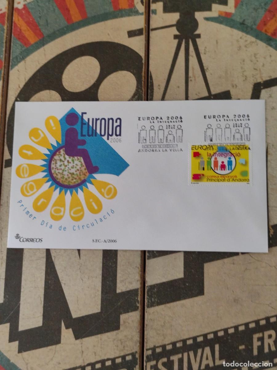 Sellos: 46 Europa La integraci&oacute; Andorra 16/V/06 Sobre primer d&iacute;a