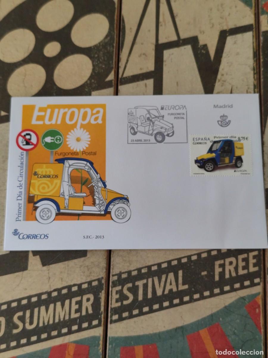 Sellos: 57 Europa Furgoneta Postal 21/4/13 Sobre primer d&iacute;a