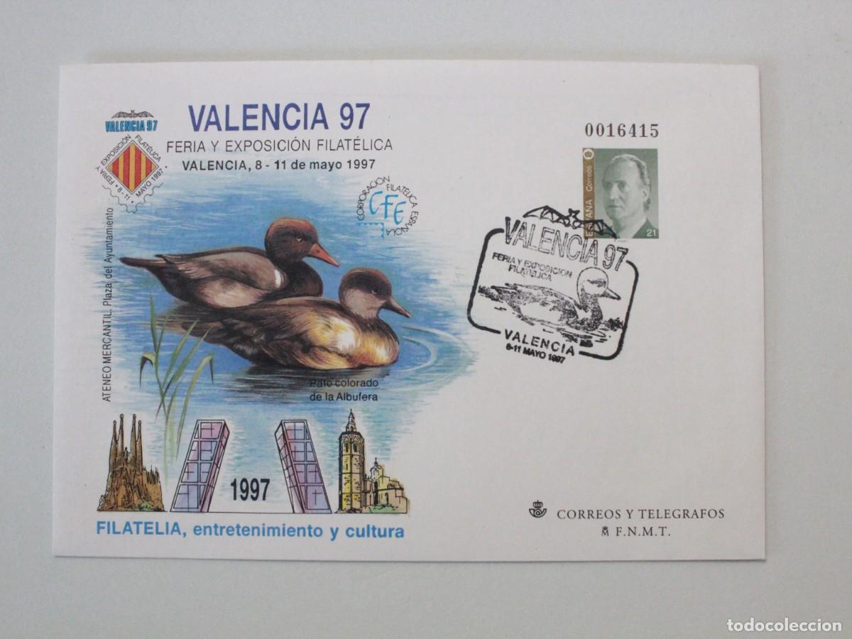 Sellos: Sobre Conmemorativo Valencia 97 Feria y Exposici&oacute;n Filat&eacute;lica Pato Colorado de la Albufera