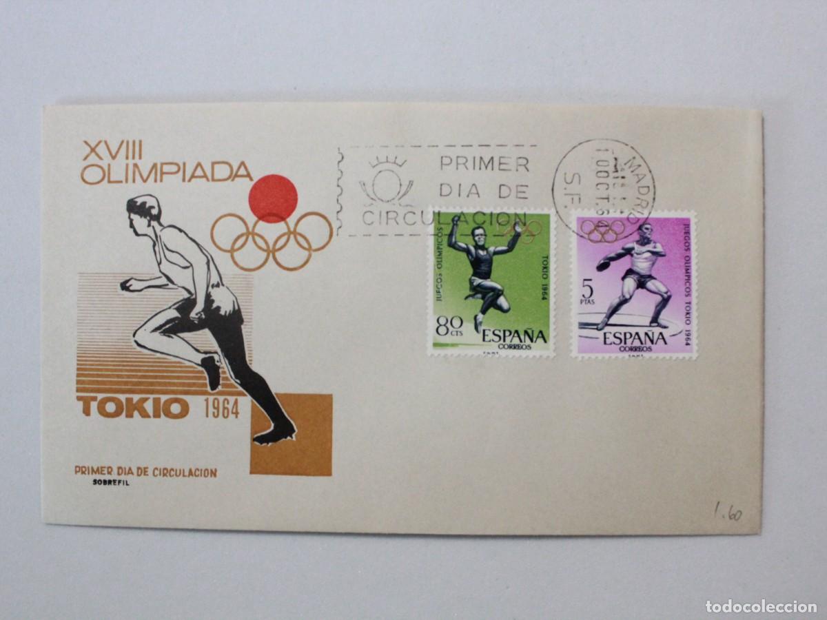 Sellos: Sobre Primer D&iacute;a de Circulaci&oacute;n Juegos Ol&iacute;mpicos Tokio 1964 Serie Deportiva Espa&ntilde;a