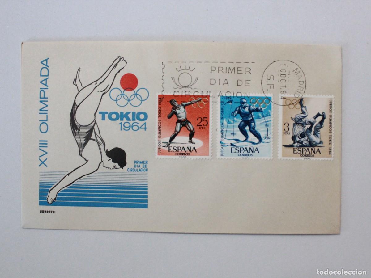 Sellos: Sobre Primer D&iacute;a de Circulaci&oacute;n Juegos Ol&iacute;mpicos Tokio 1964 Serie Completa Deportes Ol&iacute;mpicos