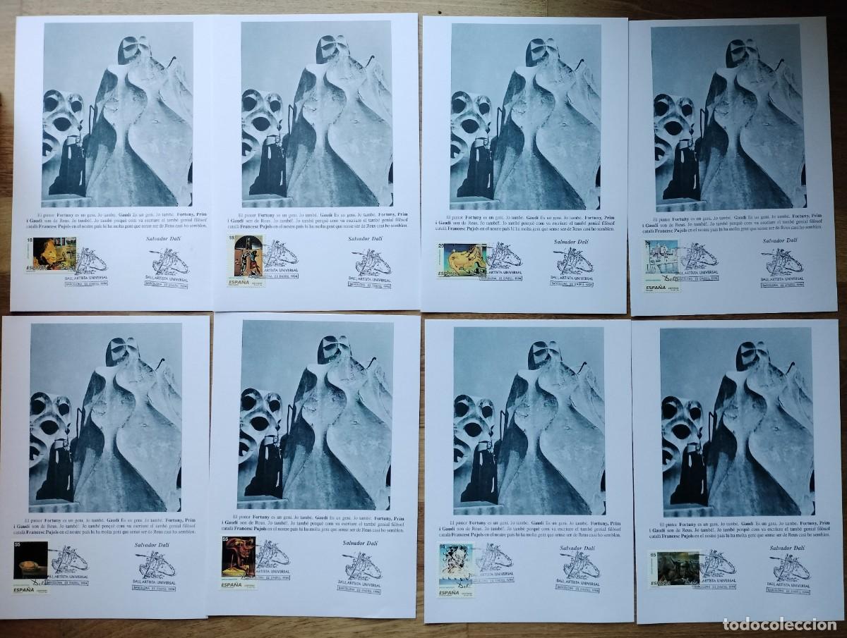 Sellos: 8 DOCUMENTOS FILAT&Eacute;LICOS CON SERIE NUMS. 3289 A 3296 DE SALVADOR DAL&Iacute;-EN CATAL&Aacute;N HOMENAJE A REUS