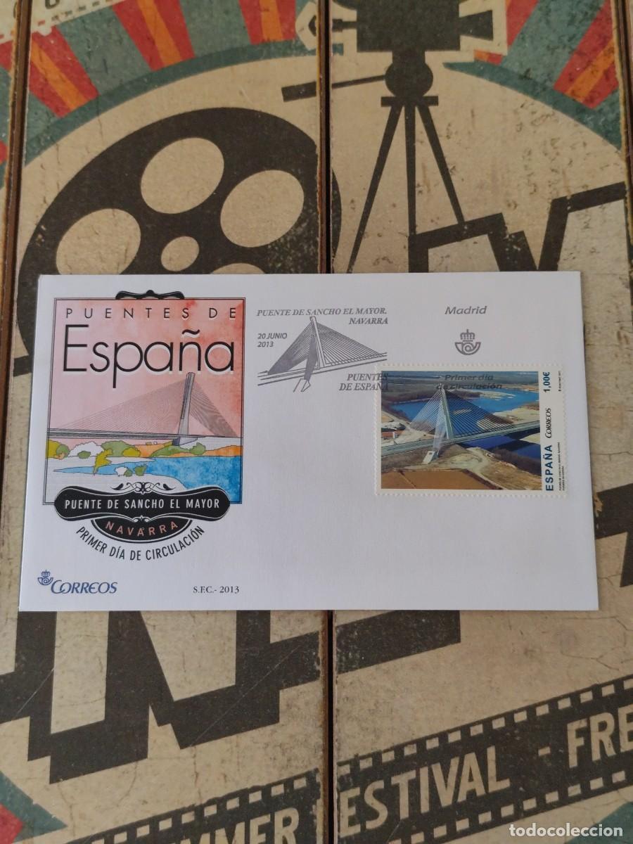 Sellos: 100 Puentes de Espa&ntilde;a Puente de Sancho El Mayor Navarra 20/6/13 Sobre primer d&iacute;a