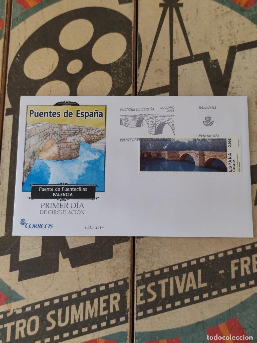Sellos: 101 Puentes de Espa&ntilde;a Puente de Puentecillas Palencia 20/6/13 Sobre primer d&iacute;a