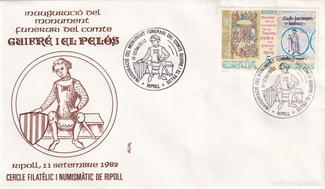 Sellos: Sobre en Alfil Ripoll 1982 - Inauguraci&oacute; del monument funerari del Comte Guifr&eacute; I El Pel&oacute;s