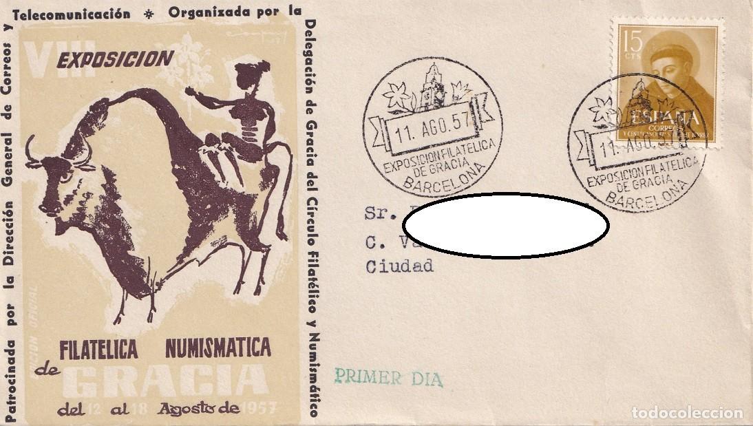 Sellos: SPD Barcelona 1957 - VIII Exposici&oacute;n filat&eacute;lica y numism&aacute;tica de Gracia - Matasellos especiales