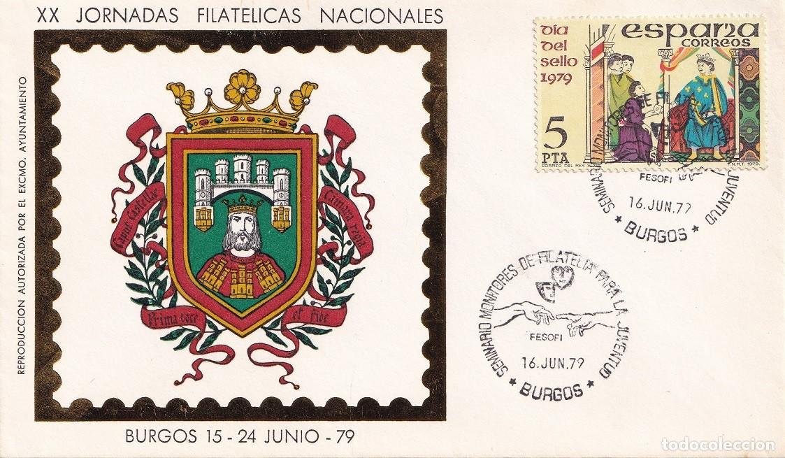 Sellos: Sobre Burgos 1979 - Seminario monitores de filatelia para la juventud - FESOFI - XX Jornadas Filat&eacute;l