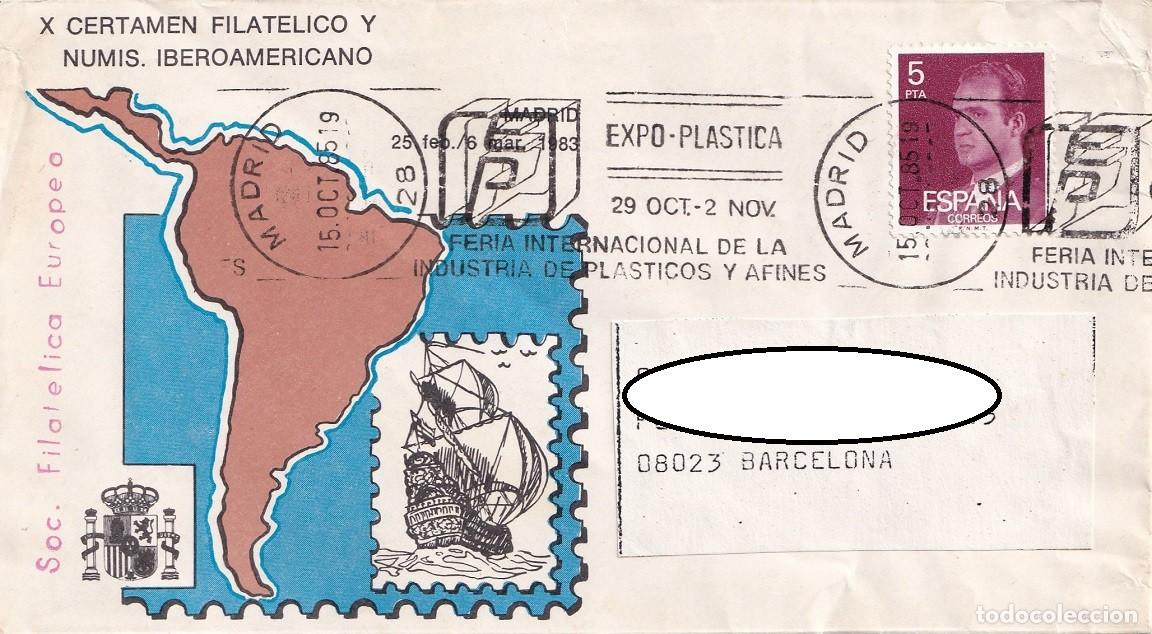 Sellos: Sobre Madrid 1985 - Expo-pl&aacute;stica Feria Internacional de la Industria de pl&aacute;sticos y afines - X Cert