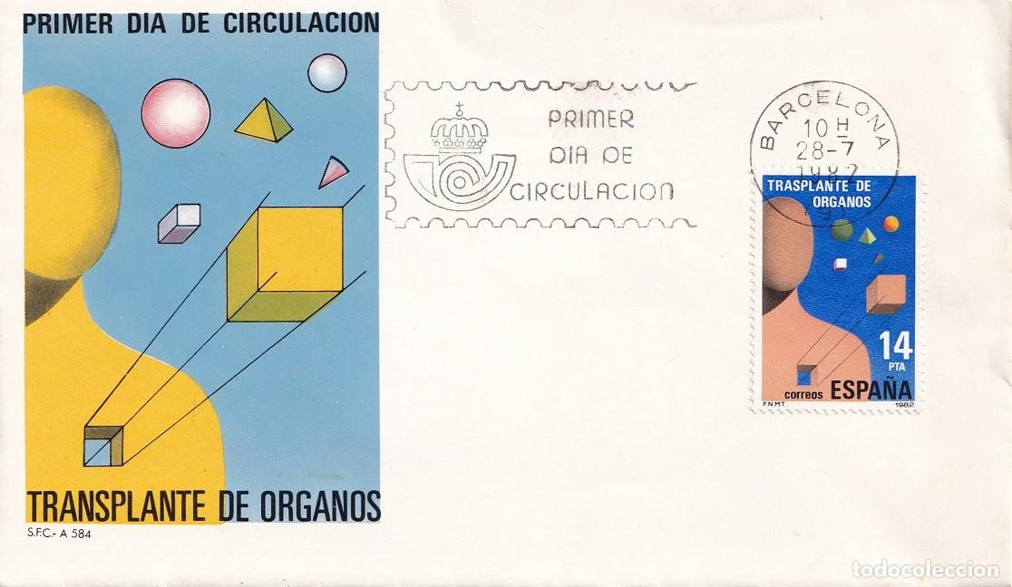 Sellos: SPD Barcelona 1982 - Transplante de &oacute;rganos - Primer d&iacute;a de circulaci&oacute;n - FDC