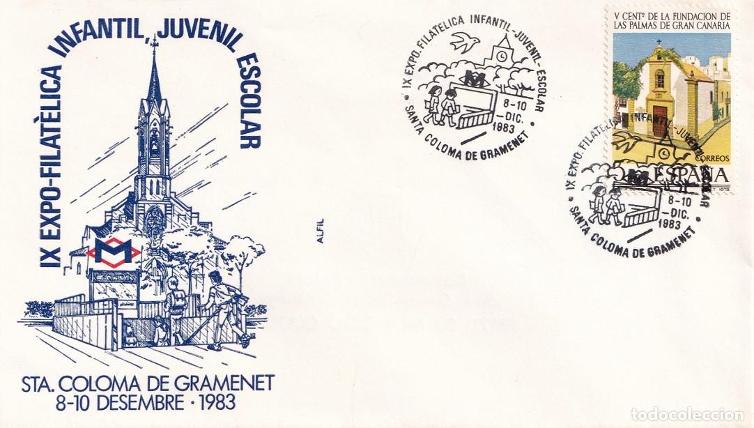 Sellos: Sobre en Alfil Santa Coloma de Gramenet 1983 - IX Expo. Filat&eacute;lica Infantil Juvenil Escolar