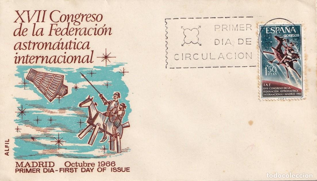 Sellos: SPD en Alfil Madrid 1966 - XVII Congreso de la Federaci&oacute;n astron&aacute;utica internacional - Primer d&iacute;a