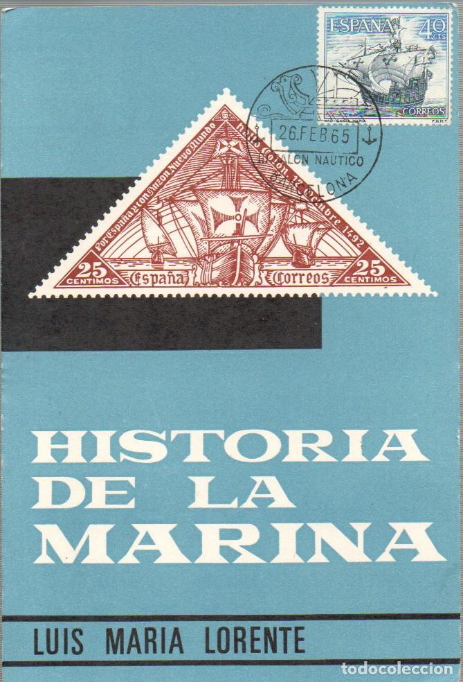 Timbres: Edifil n&ordm; 1838, HISTORIA DE LA MARINA, PORTADA DELLIBRO DE LLORENTE, MATASELLO SALON NAUTICO 1965