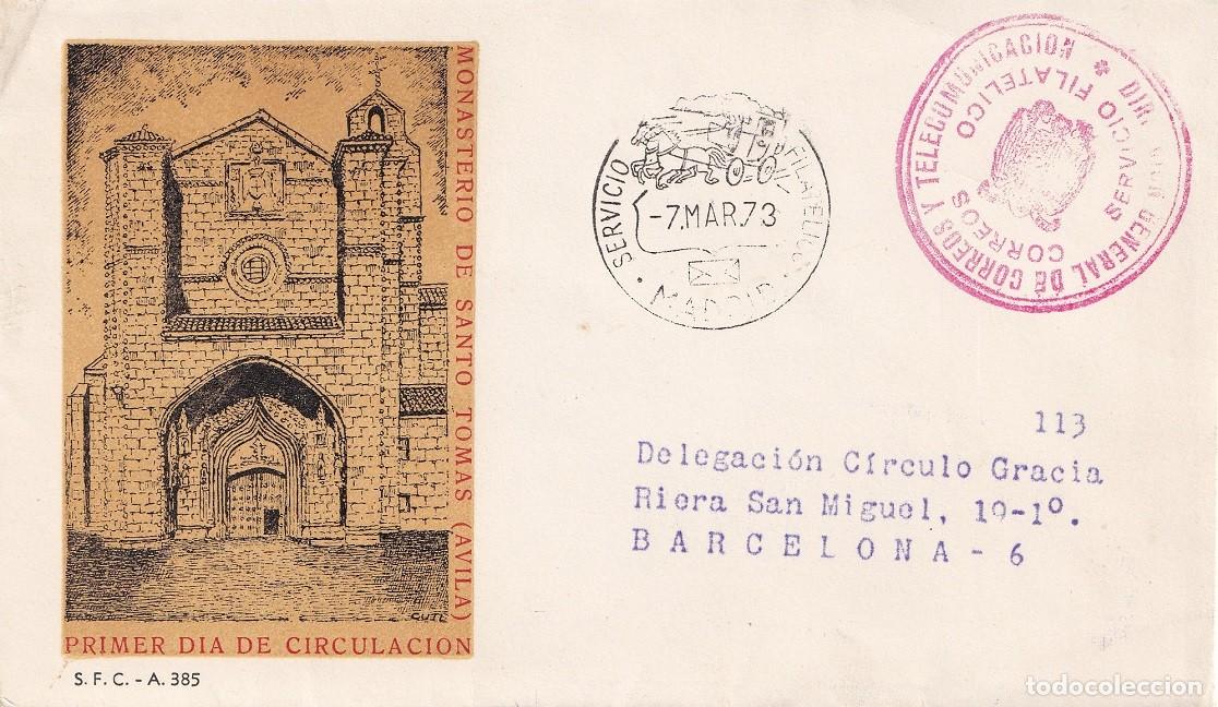 Timbres: SPD Madrid 1973 - Servicio Filat&eacute;lico - Monasterio de Santo Tom&aacute;s (&Aacute;vila) - Primer d&iacute;a circulaci&oacute;n