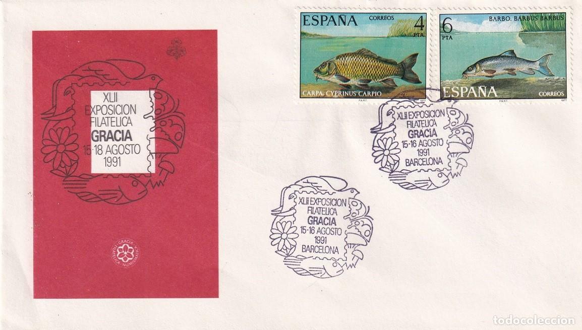 Sellos: Sobre Barcelona 1991 - XLII Exposici&oacute;n filat&eacute;lica Gracia - Matasellos especiales