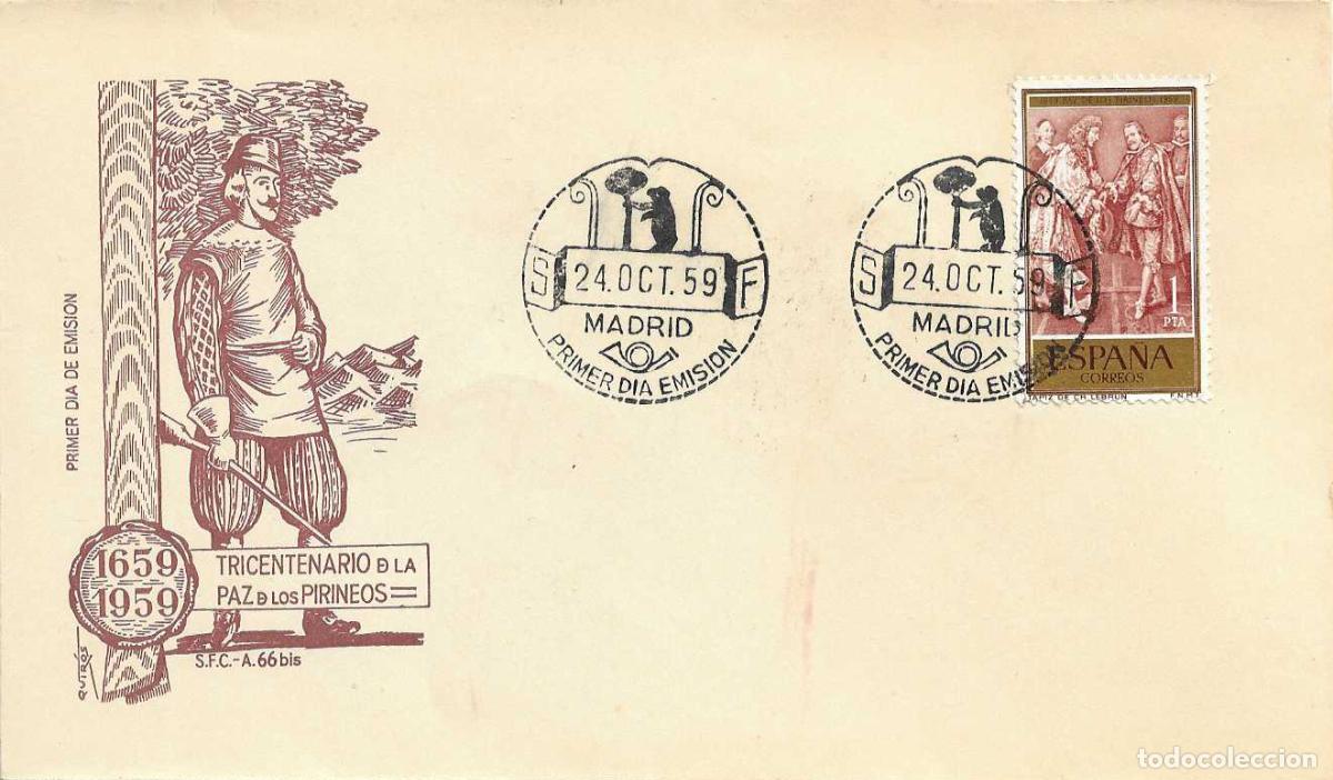 Sellos: PAZ DE LOS PIRINEOS III CENTENARIO TRATADO 1959 (EDIFIL 1249) SPD SIN CIRCULAR DEL SFC XZX