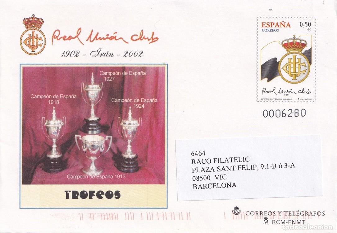 Stamps: Sobre Barcelona - Real Uni&oacute;n Club 1902 Ir&uacute;n 2002 - Trofeos