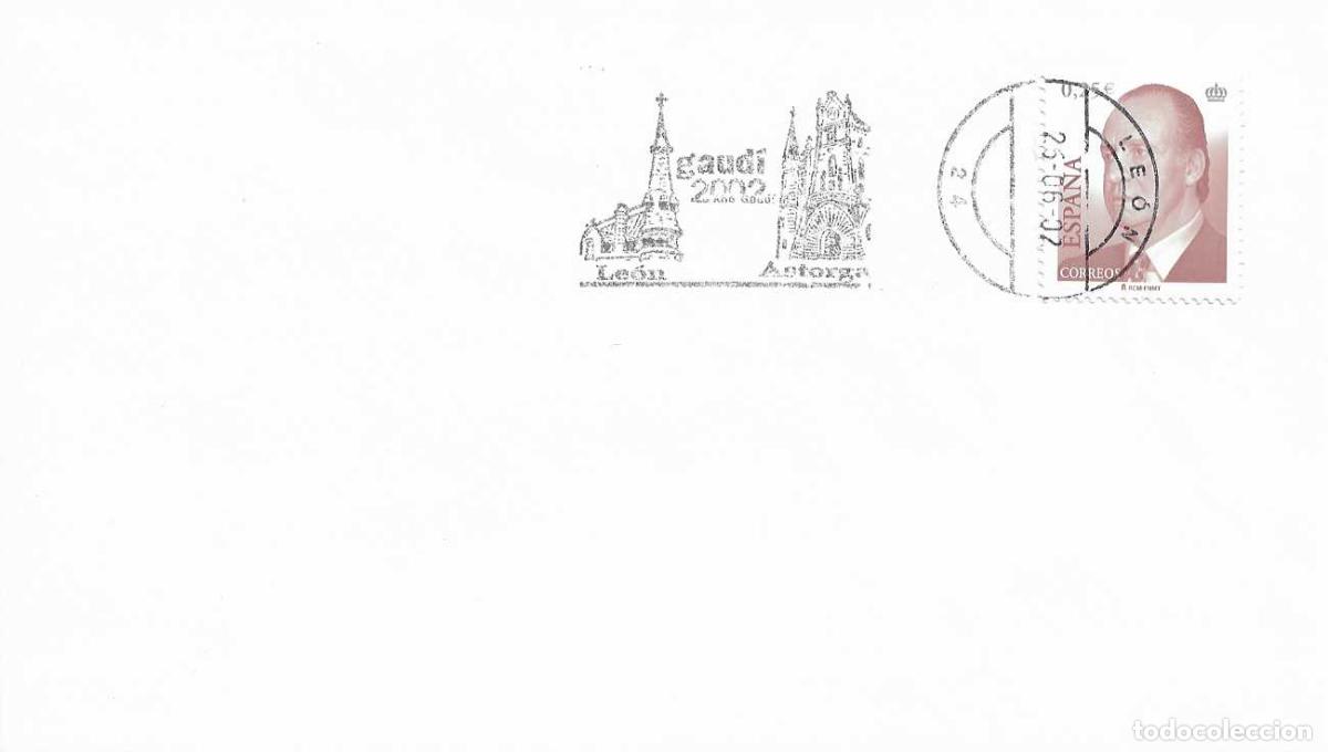 Sellos: ARQUITECTURA GAUDI 2002 LEON ASTORGA A&Ntilde;O INTERNACIONAL, LEON 2002. RARO MATASELLOS RODILLO EN SOBRE