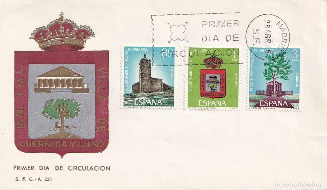 Sellos: SPD Madrid 1966 Servicio Filat&eacute;lico - M.N. y M.I. Villa de Guernica y Luno - Primer d&iacute;a circulaci&oacute;n