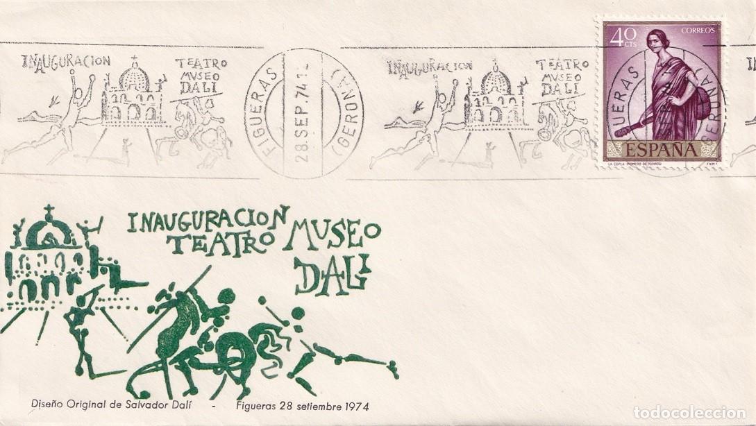 Sellos: Sobre Figueres Figueras 1974 - Inauguraci&oacute;n Teatro Museo Dal&iacute; - Matasellos rodillo