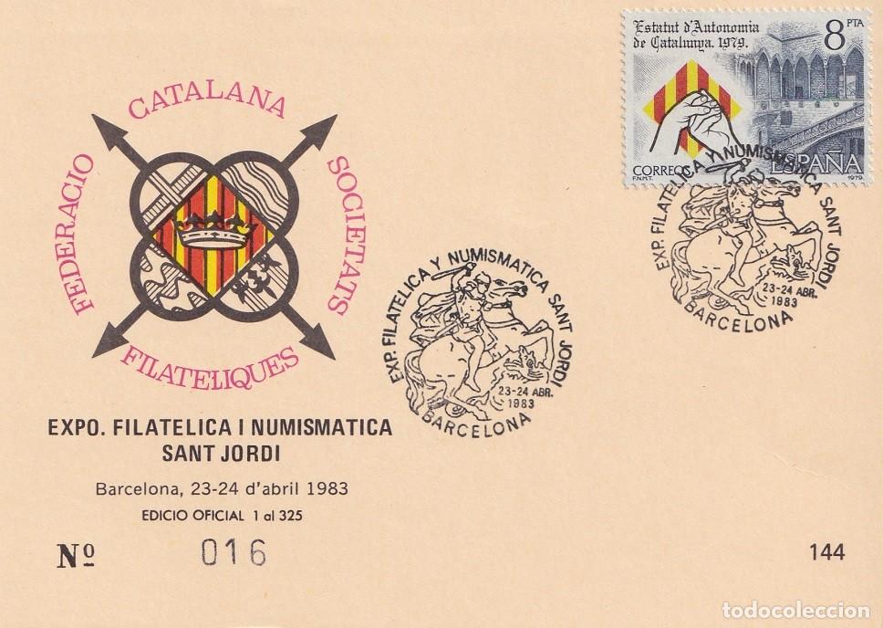 Briefmarken: Tarjeta Barcelona 1983 - Exposici&oacute; Filat&egrave;lica i Numism&agrave;tica Sant Jordi 83 - N&ordm; 16 de 325 - Federaci&oacute;