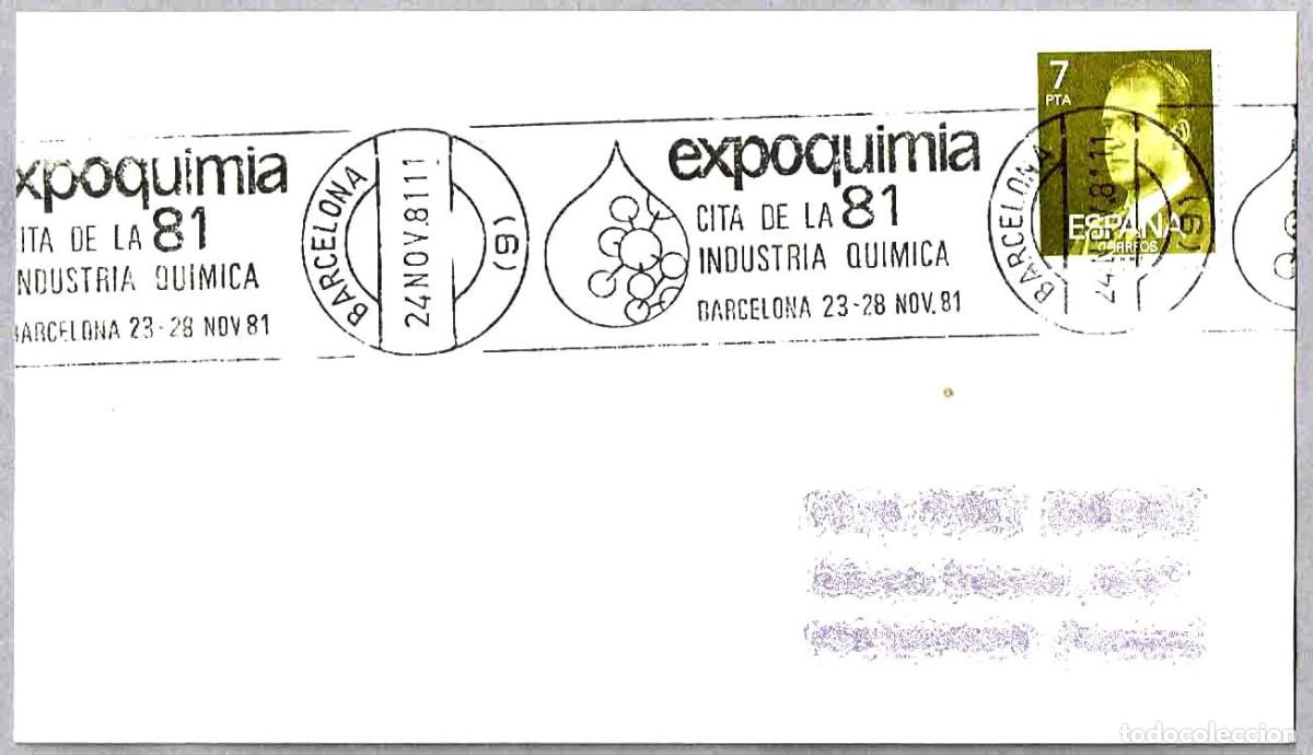 Timbres: Matasellos rodillo EXPOQUIMIA 81 - CITA DE LA INDUSTRIA QUIMICA. Barcelona 1981