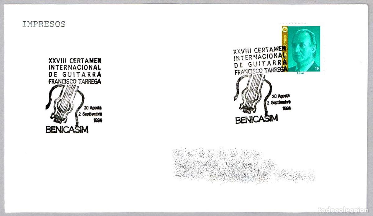 Sellos: Matasellos XXVIII CERTAMEN INT. DE GUITARRA FRANCISCO TARREGA. Benicasim, Castellon, 1994