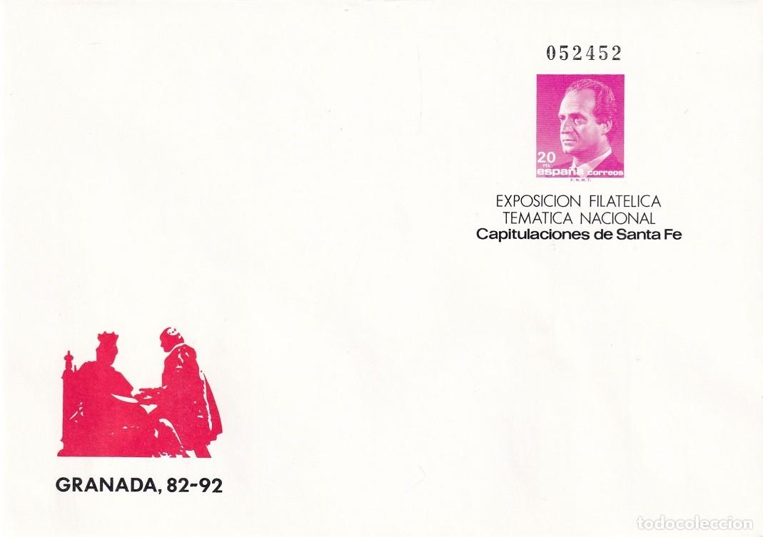 Sellos: Sobre entero postal Granada 82-92 Capitulaciones de Santa Fe - Exposici&oacute;n Filatca. tem&aacute;tica nacional