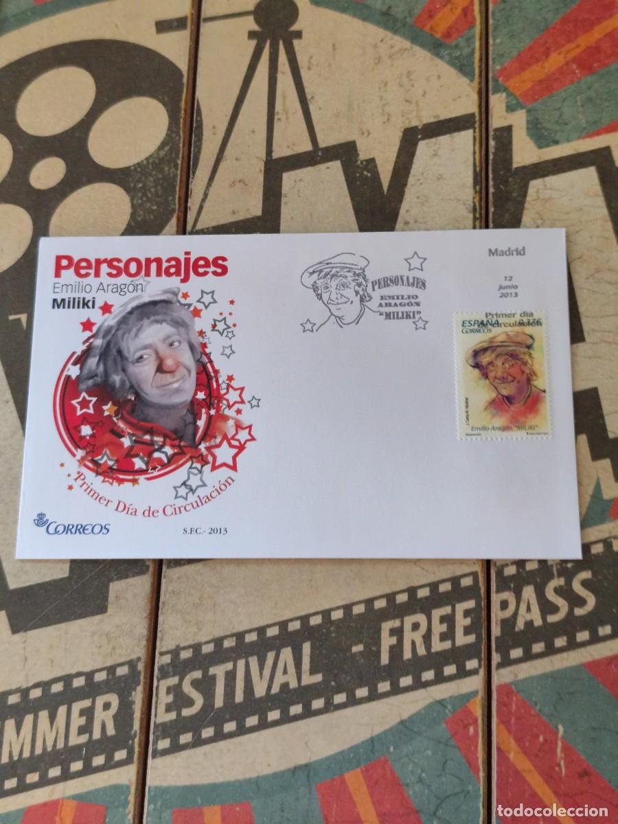 Sellos: 182 Personajes Emilio Arag&oacute;n Miliki 12/6/13 Sobre primer d&iacute;a