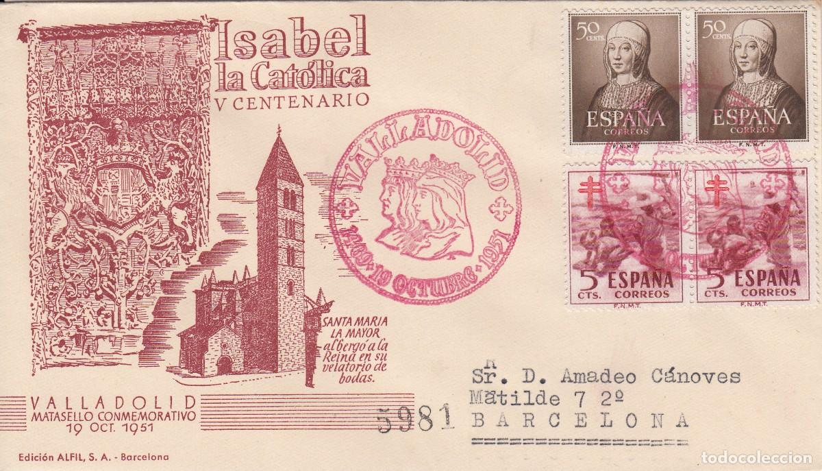 Briefmarken: MATASELLOS ROJO - V CENTENARIO ISABEL LA CAT&Oacute;LICA - VALLADOLID - 1951