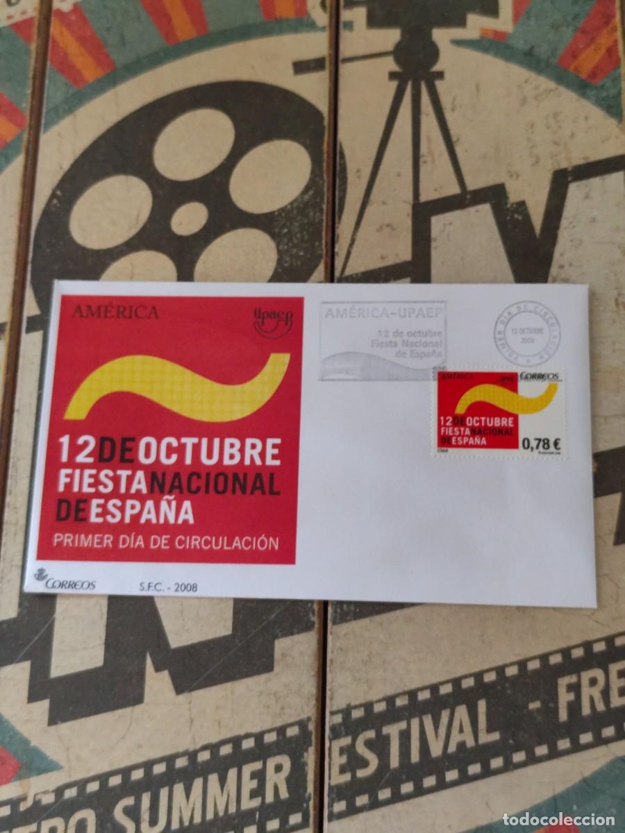 Sellos: 197 12 de Octubre Fiesta Nacional de Espa&ntilde;a 13/10/08 Sobre primer d&iacute;a